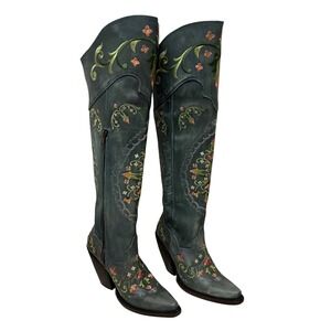 Dan Post Boots Flower Child Embroidered Tall Snip Toe Boots Women's Size 7 NEW